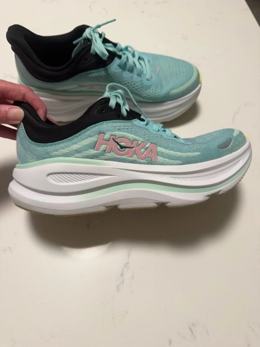 Hoka Bondi 9 Blue Spark/Mint Fluorite Size 7 VGUC - Picture 4 of 14